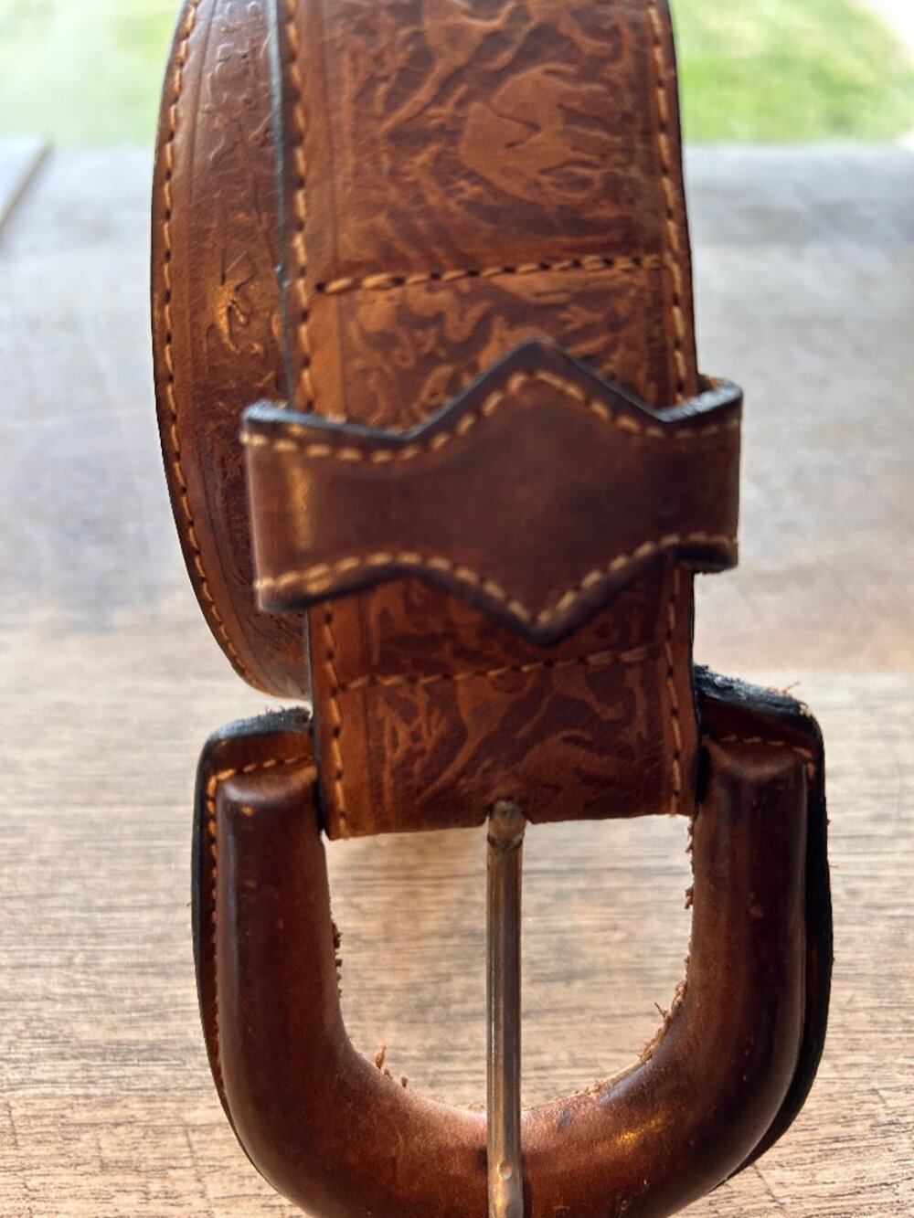 Vintage Lord & Taylor Italian Leather Belt Safari Animal Embossed Western Boho